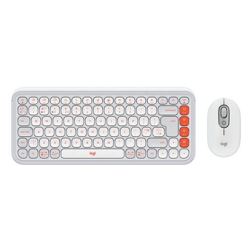 Logitech POP Icon Combo keyboard Mouse included Universal Bluetooth QWERTY UK English Orange, White