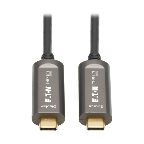 Tripp Lite U420F-30M-V USB-C to USB-C Plenum-Rated Fiber Active Optical Cable (AOC) - 4K 60 Hz, HDR, 4:4:4, M/M, Black, 30 m (98 ft.)