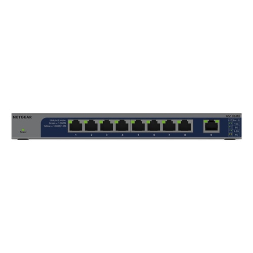 NETGEAR GS108MX-100EUS network switch Unmanaged L2 Gigabit Ethernet (10/100/1000) Desktop/Wall-Mounting