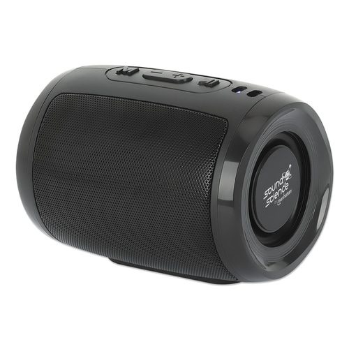 Manhattan Mini Boombox Bluetooth Speaker, Integrated Controls, Microphone, Up to 4 hours Playback time, Range 10m, microSD card reader (32GB), USB-A port for MP3, Output decent 5W, USB-C/USB-A charging cable (30cm) incl, 800mAH battery, Bluetooth v5.3, Black