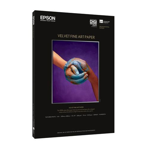Epson Velvet Fine Art Paper, A3+, 260g/m, 20 Blatt