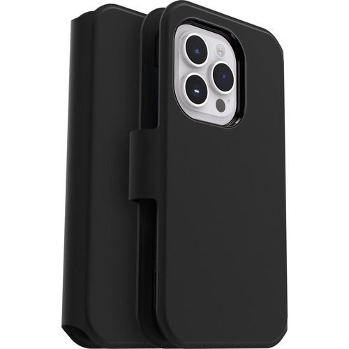 OtterBox Strada Via Case for iPhone 14 Pro Max, Shockproof, Drop Proof, Slim, Soft Touch Protective Folio Case with Card Holder, 2x Tested to Military Standard, Black