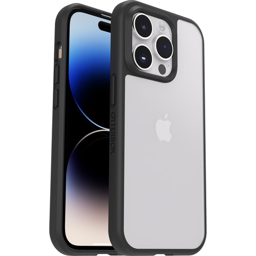 OtterBox React Case for iPhone 14 Pro Max, Shockproof, Drop proof, Ultra-Slim, Protective Thin Case, Tested to Military Standard, Antimicrobial Protection, Black Crystal, No retail packaging