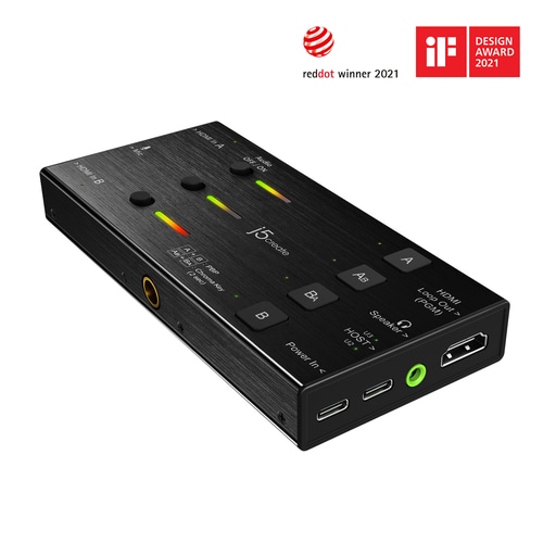 j5create JVA06 Dual HDMI Video Capture Card, 1920*1080 Video Capture Resolution, 3 x HDMI ports and 2 x USB ports, Black
