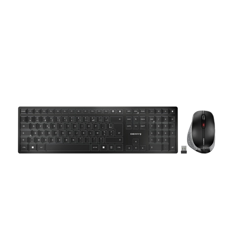 CHERRY DW 9500 SLIM keyboard Mouse included Universal RF Wireless + Bluetooth AZERTY French Black, Grey