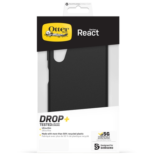 OtterBox React Case for Galaxy A14 5G, Shockproof, Drop proof, Ultra-Slim, Protective Thin Case, Tested to Military Standard, Antimicrobial Protection, Black