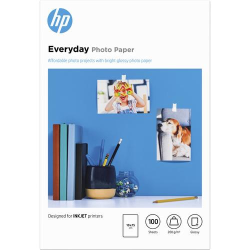 HP Everyday Photo Paper, Glossy, 200 g/m2, 10 x 15 cm (101 x 152 mm), 100 sheets