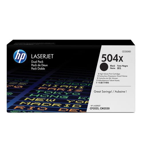 HP 504X 2-pack High Yield Black Original LaserJet Toner Cartridges