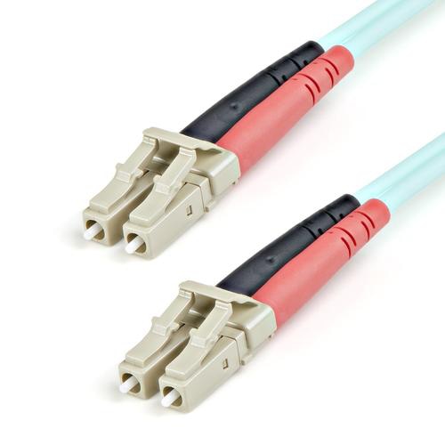 StarTech.com Fiber Optic Cable - 10 Gb Aqua - Multimode Duplex 50/125 - LSZH - LC/LC - 1 m~1m (3ft) LC/UPC to LC/UPC OM3 Multimode Fiber Optic Cable, Full Duplex 50/125m Zipcord Fiber, 100G Networks, LOMMF/VCSEL, <0.3dB Low Insertion Loss, LSZH Fiber Patch Cord