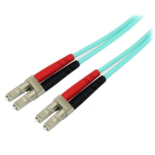 StarTech.com Fiber Optic Cable - 10 Gb Aqua - Multimode Duplex 50/125 - LSZH - LC/LC - 10 m~10m (30ft) LC/UPC to LC/UPC OM3 Multimode Fiber Optic Cable, Full Duplex 50/125m Zipcord Fiber, 100G Networks, LOMMF/VCSEL, <0.3dB Low Insertion Loss, LSZH Fiber Patch Cord