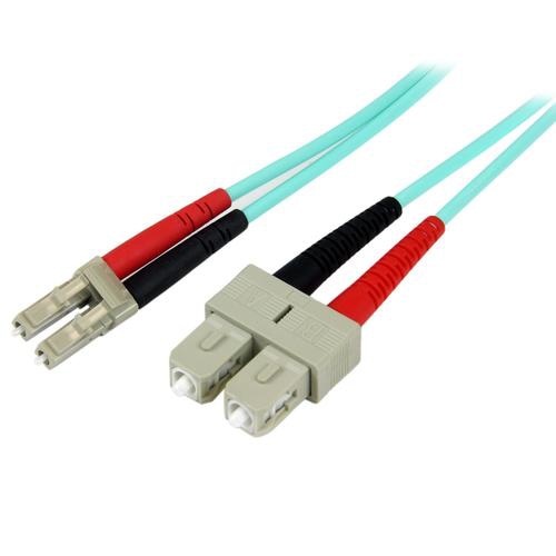 StarTech.com Fiber Optic Cable - 10 Gb Aqua - Multimode Duplex 50/125 - LSZH - LC/SC - 2 m~2m (6ft) LC/UPC to SC/UPC OM3 Multimode Fiber Optic Cable, Full Duplex 50/125m Zipcord Fiber, 100G Networks, LOMMF/VCSEL, <0.3dB Low Insertion Loss, LSZH Fiber Patch Cord