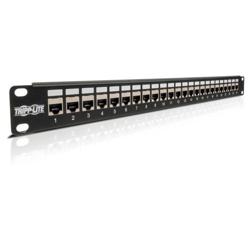 Tripp Lite N254-024-SH 24-Port 1U Rack-Mount STP Shielded Cat6 /Cat5 Feedthrough Patch Panel, RJ45 Ethernet, TAA