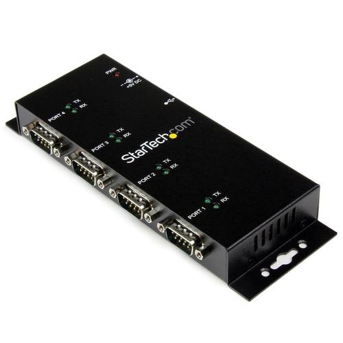 StarTech.com 4 Port USB to DB9 RS232 Serial Adapter Hub  Industrial DIN Rail and Wall Mountable