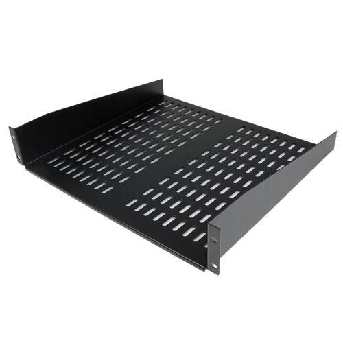 StarTech.com 2U Server Rack Shelf - Universal Vented Rack Mount Cantilever Tray for 19 Network Equipment Rack & Cabinet - Heavy Duty Steel - Weight Capacity 50lb/23kg - 16 Deep Shelf, Black