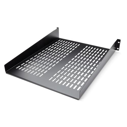 StarTech.com 2U Server Rack Shelf - Universal Vented Rack Mount Cantilever Tray for 19 Network Equipment Rack & Cabinet - Heavy Duty Steel  Weight Capacity 50lb/23kg - 22 Deep Shelf, Black