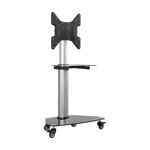 Tripp Lite DMCS3255SG62 Premier Rolling TV Cart for 32 to 55 Displays, Black Glass Base and Shelf, Locking Casters