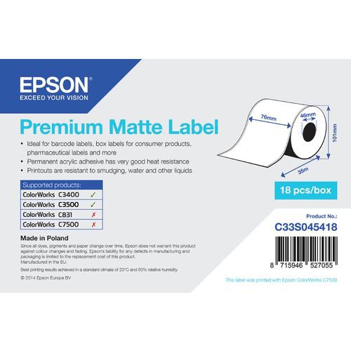 Epson Premium Matte Label - Continuous Roll: 76mm x 35m
