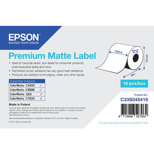 Epson Premium Matte Label - Continuous Roll: 102mm x 35m