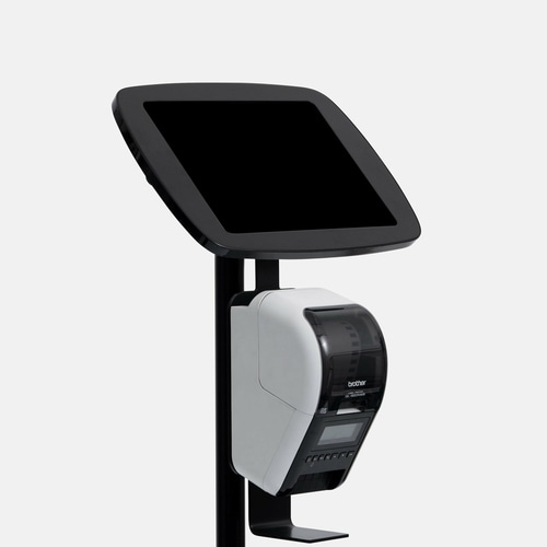 Bouncepad Original Elevate + Brother Printer Mount (inc USB Cable) | Apple iPad Air 1st Gen 13-inch (2024) | Black | Covered Front Camera and Home Button