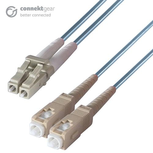 connektgear 20m Duplex Fibre Optic Multi-Mode Cable OM3 50/125 Micron LC to SC Aqua 3-5 working days non cancellable non returnable