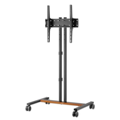 Manhattan TV & Monitor Mount, Trolley Stand (Compact), 1 screen, Screen Sizes: 34-55, Silver, VESA 200x200 to 400x400mm, Max 35kg, Height-adjustable to four levels: 862, 916, 970 and 1024mm, LFD, Lifetime Warranty