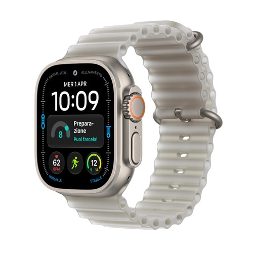 Apple Watch Ultra 4 GPS + Cellular 49mm Natural Titanium Case with Translucent Grey Ocean Band