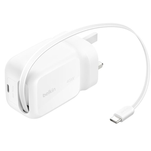 Belkin Retractable GaN Wall Charger 45W