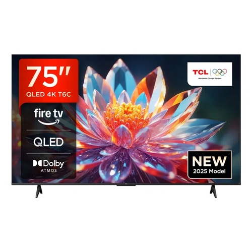 TCL T6C -UK 75 inch QLED 4K HDR 10+ Dolby Vision & Atmos Smart Fire TV