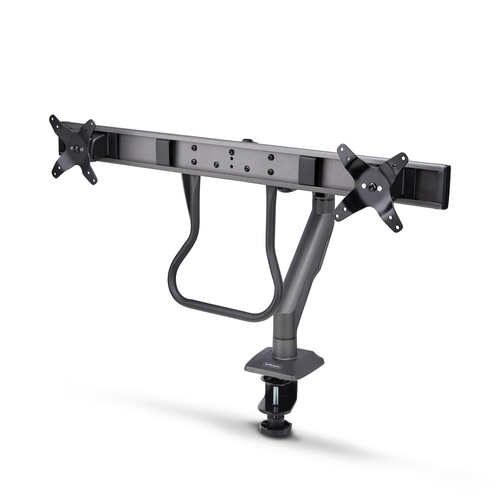 StarTech.com Desk Mount Dual Monitor Arm with Crossbar, Up To 27 Displays, VESA 75x75/100x100, Max 33lb/15kg, C-Clamp, Fully Articulating, Mechanical Spring, TAA