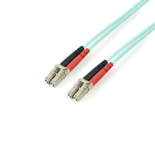 StarTech.com Fiber Optic Cable - 10 Gb Aqua - Multimode Duplex 50/125 - LSZH - LC/LC - 3 m~3m (10ft) LC/UPC to LC/UPC OM3 Multimode Fiber Optic Cable, Full Duplex 50/125m Zipcord Fiber, 100G Networks, LOMMF/VCSEL, <0.3dB Low Insertion Loss, LSZH Fiber Patch Cord