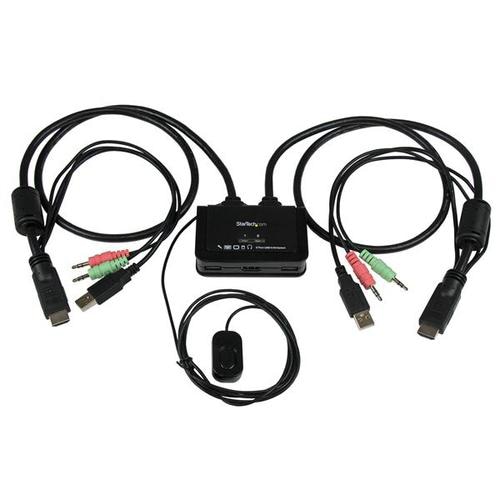 StarTech.com 2 Port USB HDMI Cable KVM Switch with Audio and Remote Switch  USB Powered