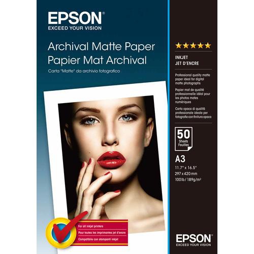 Epson Archival Matte Paper, DIN A3, 189g/m, 50 Sheets
