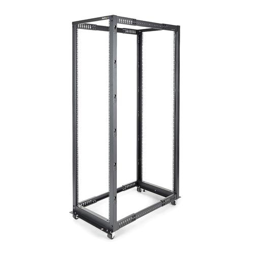 StarTech.com 42U 19 Open Frame Server Rack - 4 Post Adjustable Depth 22-40 Mobile - Free Standing Rolling Network/Computer Equipment Data Rack - Dell PowerEdge HP ProLiant ThinkServer
