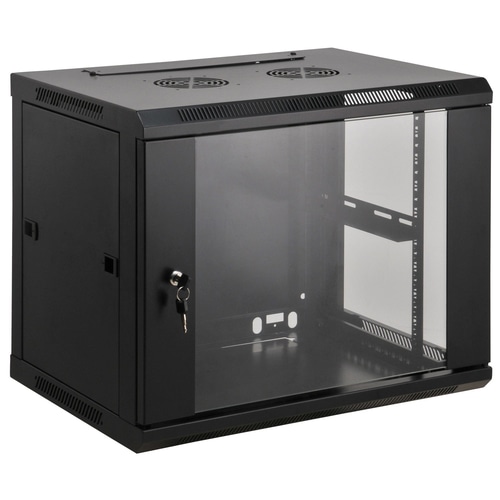 Intellinet Network Cabinet, Wall Mount (Standard), 12U, Usable Depth 350mm/Width 540mm, Black, Assembled, Max 60kg, Metal & Glass Door, Back Panel, Removeable Sides,Suitable also for use on desk or floor,19,Parts for wall install (eg screws/rawl plugs) not included