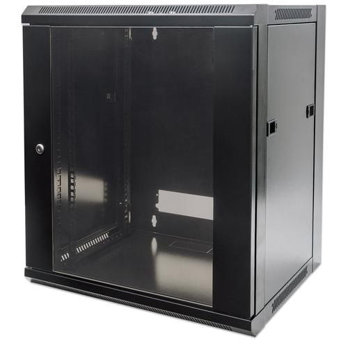Intellinet Network Cabinet, Wall Mount (Standard), 12U, Usable Depth 260mm/Width 510mm, Black, Flatpack, Max 60kg, Metal & Glass Door, Back Panel, Removeable Sides,Suitable also for use on desk or floor, 19,Parts for wall install (eg screws/rawl plugs) not included