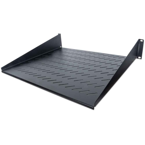 Intellinet 19 Cantilever Shelf, 2U, 2-Point Front Mount, 400mm Depth, Vented, Max 25kg, Black, Three Year Warranty