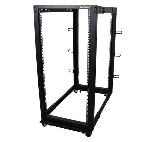 StarTech.com 25U Open Frame Server Rack - 4 Post Adjustable Depth (22 to 40) Network Equipment Rack w/ Casters/ Levelers/ Cable Management