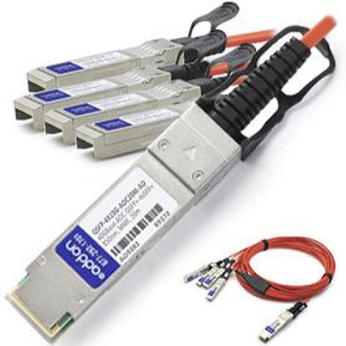 AddOn Networks QSFP-4X10G-AOC20M-AO fibre optic cable 20 m QSFP+ 4x SFP+ Black, Metallic, Orange