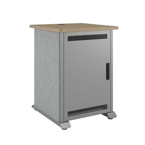 Middle Atlantic Products Forum Side Cart Rack, 12RU, 27 Deep, Wilsonart Kensington Maple, Magnesium Powdercoat, Silver Gray Felt