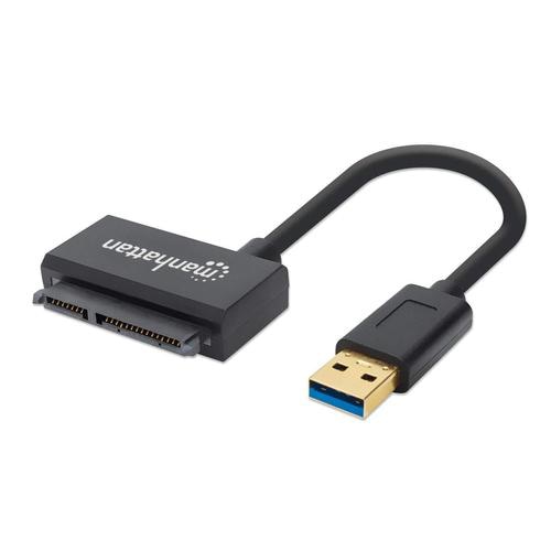 Manhattan USB-A to SATA 2.5 Adapter Cable, 42cm, Male to Male, 5 Gbps (USB 3.2 Gen1 aka USB 3.0), Supports 48-bit LBA, SuperSpeed USB, Three Year Warranty, Blister