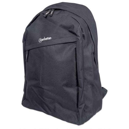 Manhattan Knappack Backpack 15.6, Black, LOW COST, Lightweight, Internal Laptop Sleeve, Accessories Pocket, Padded Adjustable Shoulder Straps, Water Bottle Holder, Three Year Warranty