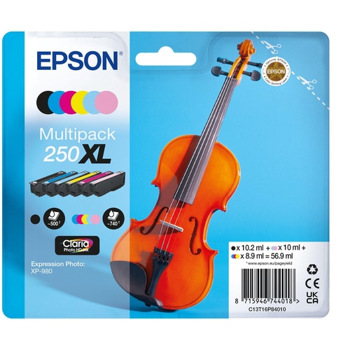 Epson 250XL Violin Claria Photo HD ink cartridge 6 pc(s) Original High (XL) Yield Black, Cyan, Light Cyan, Light magenta, Magenta, Yellow