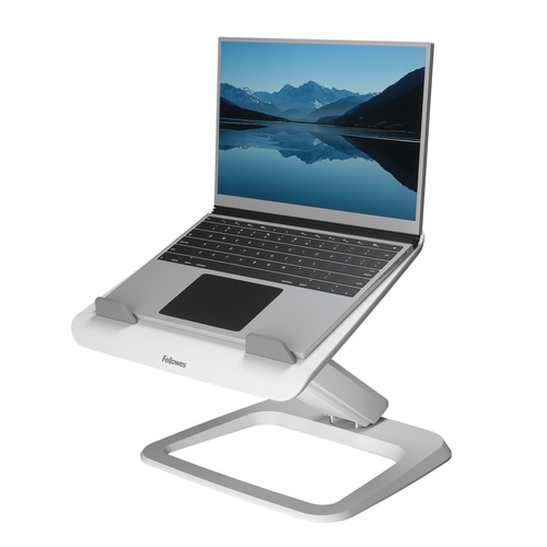 Fellowes Laptop Stand for Desk - Hana LT Laptop Stand for the Home and Office - Adjustable Laptop Stand with 3 Height Adjustments - Max Monitor Size 19, Max Weight 4.5KG - White