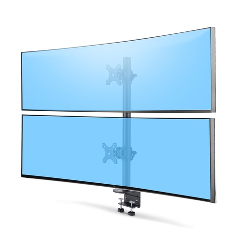 StarTech.com Desk Mount For 2x Vertically Stacked Monitors, Dual 49, Total 70lb (32kg), C-Clamp, Quick-Release VESA System, Widescreen 16:9/Ultrawide 32:9, TAA