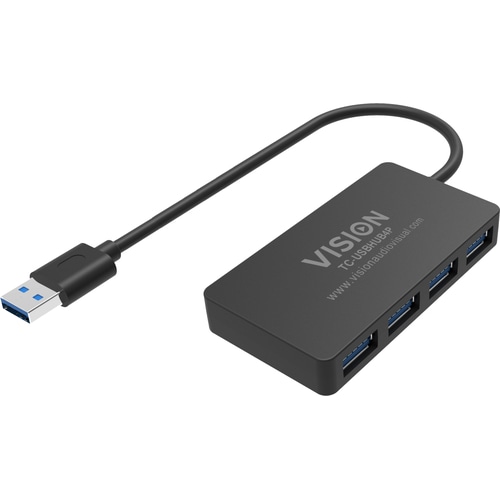 Vision TC-USBHUB4P interface hub USB 3.2 Gen 1 (3.1 Gen 1) Type-A 5 Mbit/s Black
