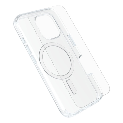 OtterBox Symmetry Series Clear for MagSafe + Premium Glass for iPhone 16, Clear