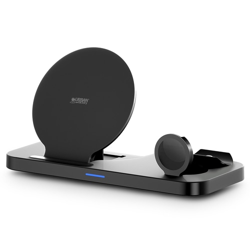 Urban Factory POWEE QI CHARGING BASE 3-in-1 with charging Sand 15W - Smartphone / Smartwatch / Earphones