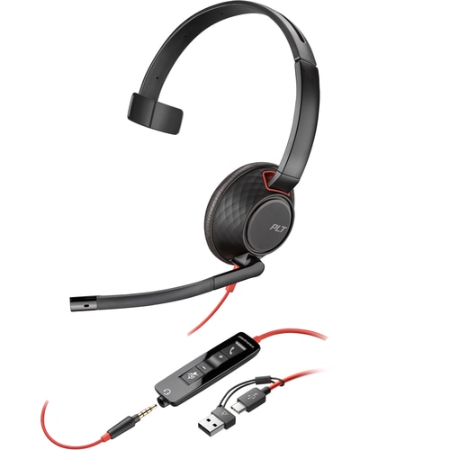 POLY Blackwire 5210 Monaural USB-C Headset +3.5mm Plug +USB-C/A Adapter (Bulk)