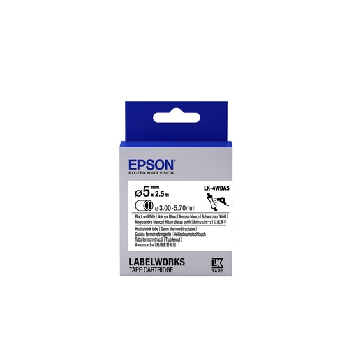 Epson Label Cartridge Heat Shrink Tube (HST) LK-4WBA5 Black/White D5mm (2.5m)