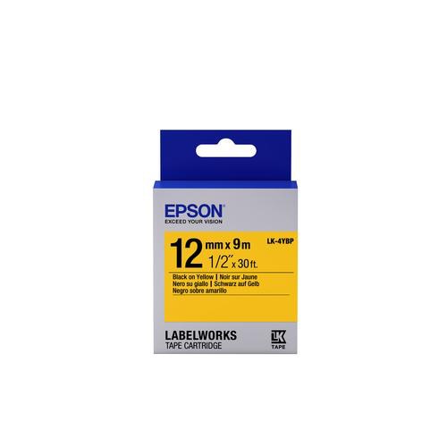 Epson Label Cartridge Pastel LK-4YBP Black/Yellow 12mm (9m)